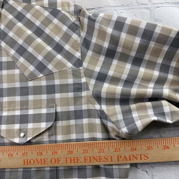 ELY Cattleman Western Pearl Snap‎ Shirt Large Plaid Silver Metallic Rodeo Cowboy - Picture 6 of 11